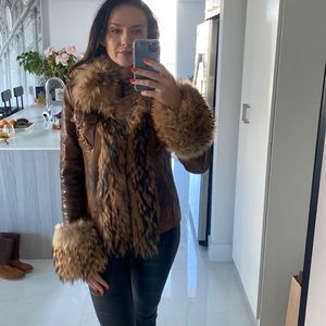 Jacket sheepskin with genuine fox fur Punto size 4